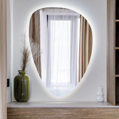 Miroir asymétrique œuf suspendu LED lumineaux