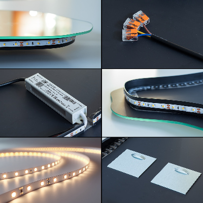 Miroir asymétrique œuf suspendu LED lumineaux