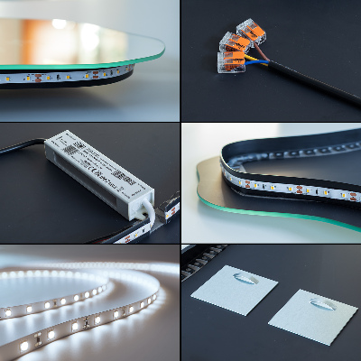 Miroir asymétrique œuf suspendu LED lumineaux
