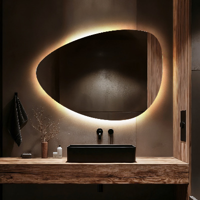 Miroir asymétrique œuf suspendu LED lumineaux