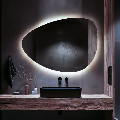 Miroir asymétrique œuf suspendu LED lumineaux