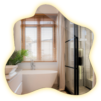 Miroir en forme de tache éclairé par LED