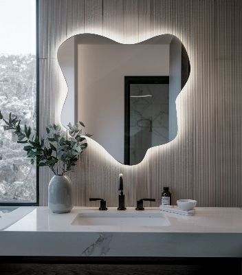 Miroir en forme de tache éclairé par LED