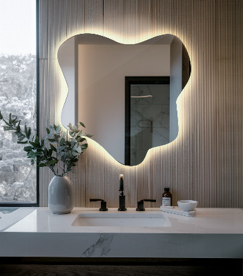 Miroir en forme de tache éclairé par LED