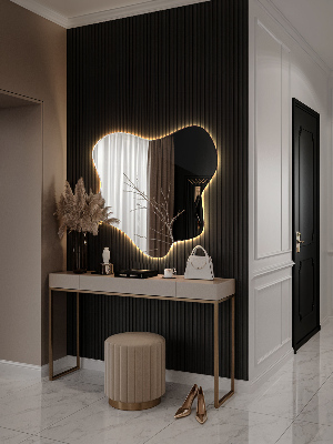Miroir en forme de tache éclairé par LED