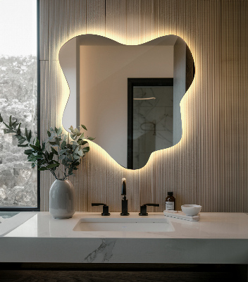 Miroir en forme de tache éclairé par LED
