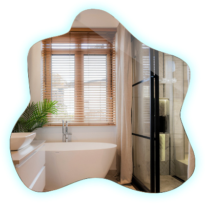 Miroir en forme de tache éclairé par LED