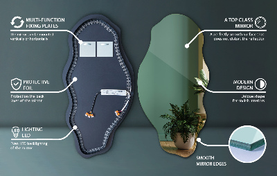 Miroir asymétrique à Led sans cadre