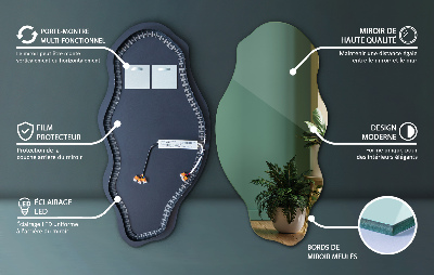 Miroir asymétrique à Led sans cadre