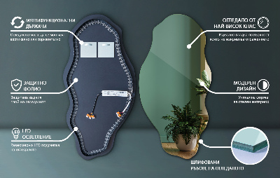 Miroir asymétrique à Led sans cadre