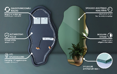 Miroir asymétrique à Led sans cadre