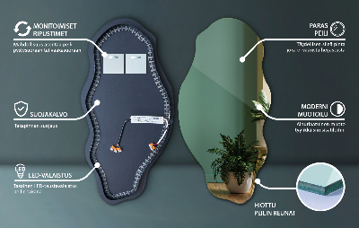 Miroir asymétrique à Led Miroir asymétrique à Led sans cadre