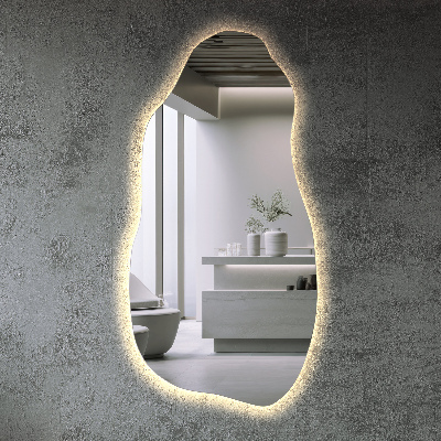 Miroir de forme irrégulière moderne avec rétro-éclairage LED