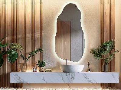 Miroir de forme irrégulière moderne avec rétro-éclairage LED
