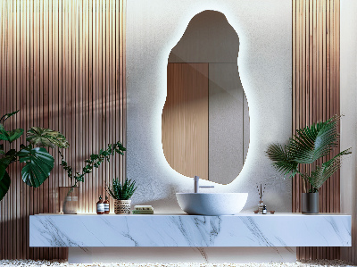 Miroir de forme irrégulière moderne avec rétro-éclairage LED