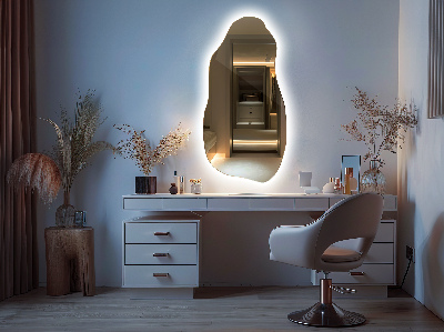 Miroir de forme irrégulière Miroir de forme irrégulière moderne avec rétro-éclairage LED