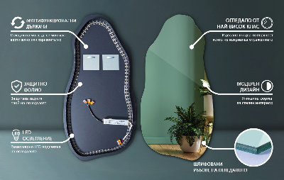 Miroir de forme irrégulière moderne avec rétro-éclairage LED