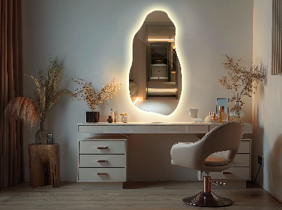 Miroir de forme irrégulière moderne avec rétro-éclairage LED