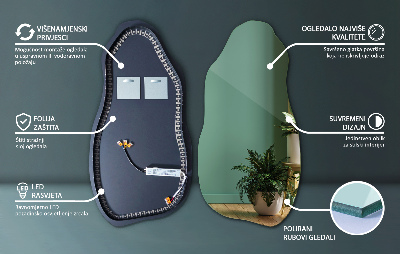 Miroir de forme irrégulière moderne avec rétro-éclairage LED