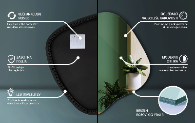 Miroir forme organique LED élément déco moderne
