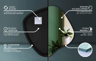 Miroir forme organique LED élément déco moderne