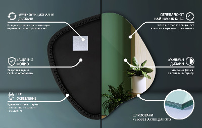 Miroir forme organique LED élément déco moderne