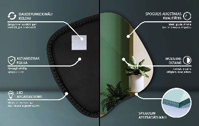 Miroir forme organique LED élément déco moderne