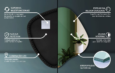 Miroir forme organique LED élément déco moderne
