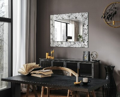 Miroir avec décoration Dessin monochrome de fleurs