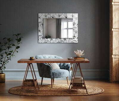 Miroir avec décoration Dessin monochrome de fleurs