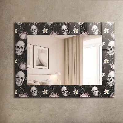 Miroir avec décoration Crânes et fleurs