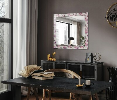 Miroir avec décoration Motifs de fleurs violettes