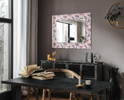 Miroir avec décoration Motifs de fleurs violettes