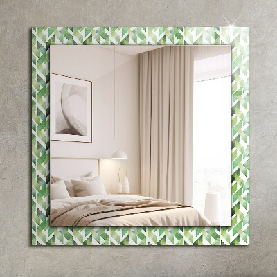 Miroir cadre imprimé Motif géométrique vert