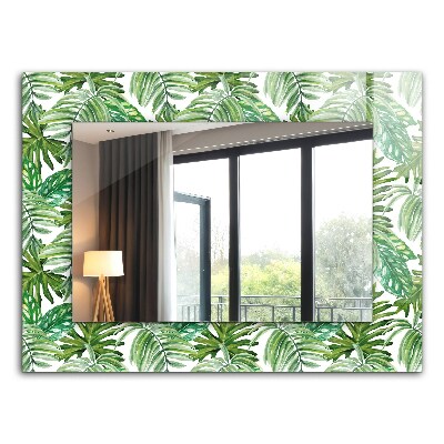 Miroir avec décoration Feuilles tropicales vertes