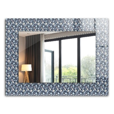 Miroir cadre imprimé Motif de fleur bleue
