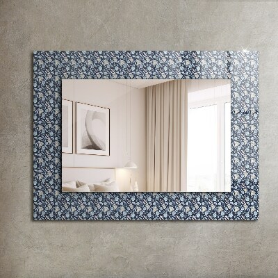Miroir cadre imprimé Motif de fleur bleue