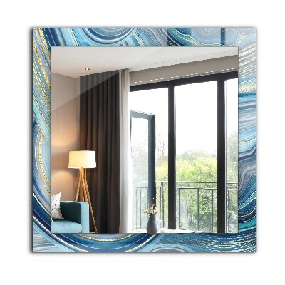 Miroir avec décoration Vagues abstraites bleues