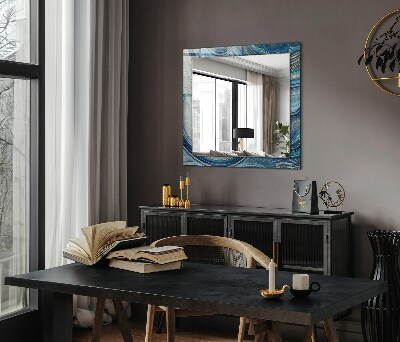 Miroir avec décoration Vagues abstraites bleues