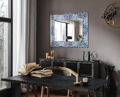 Miroir cadre imprimé Motif ornemental bleu