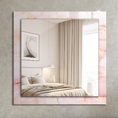 Miroir cadre avec impression Motif en marbre rose