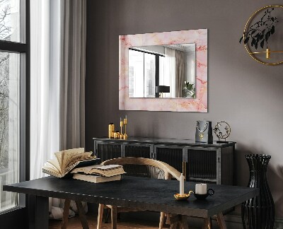 Miroir cadre avec impression Motif en marbre rose