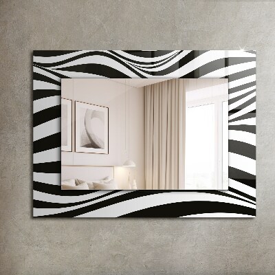 Miroir avec décoration Vagues en noir et blanc