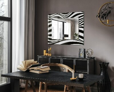 Miroir avec décoration Vagues en noir et blanc