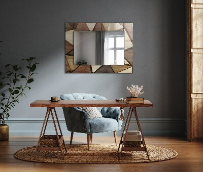 Miroir avec décoration Motifs géométriques dans le bois