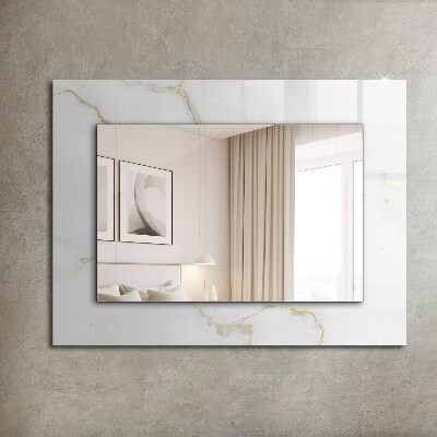 Miroir cadre imprimé Motifs en marbre blanc
