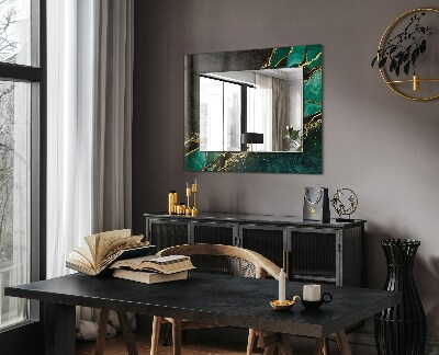 Miroir cadre avec impression Motifs d'art abstrait vert