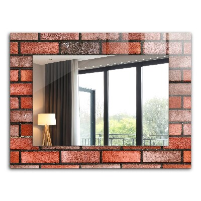 Miroir cadre imprimé Mur de briques rouges