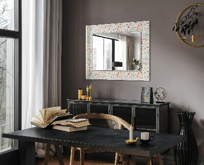 Miroir cadre avec impression Fleurs aux motifs aquarellés