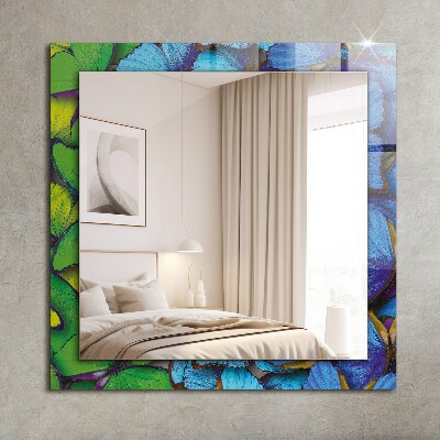 Miroir cadre avec impression Papillons bleus et verts